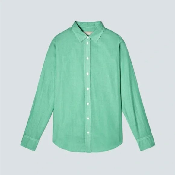 NWT Everlane 100% cotton mint green stripe button up shirt 2 - Picture 1 of 13